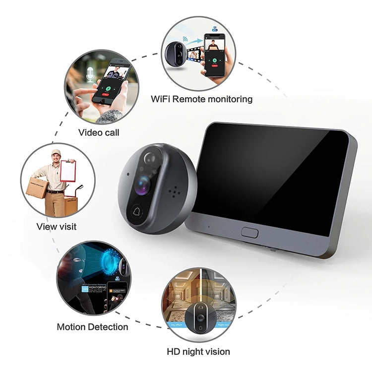 R9 4.3 inch WiFi Smart Video Visual Electronic Peephole Doorbell, R9 R9 4.3 inch WiFi Smart Video Visual Electronic Peephole Doorbell, R9